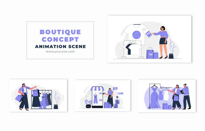 Boutique Concept Flat Character Design Animation Scene